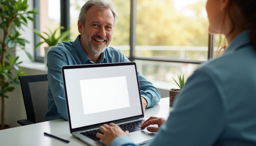 Doctor and patient discussing vasectomy confirmation in clinic