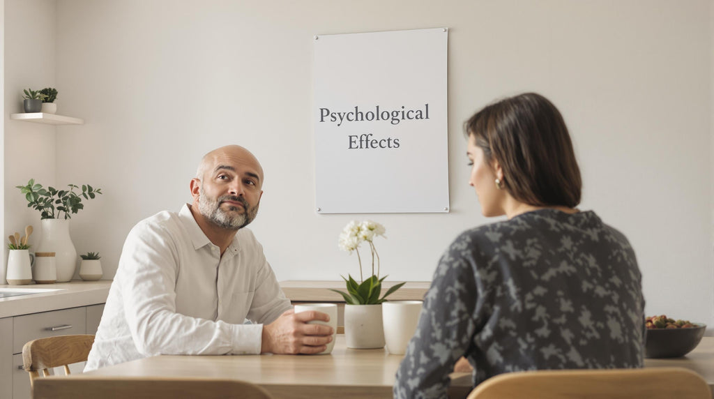 Couple discusses psychological effects of vasectomy at kitchen table