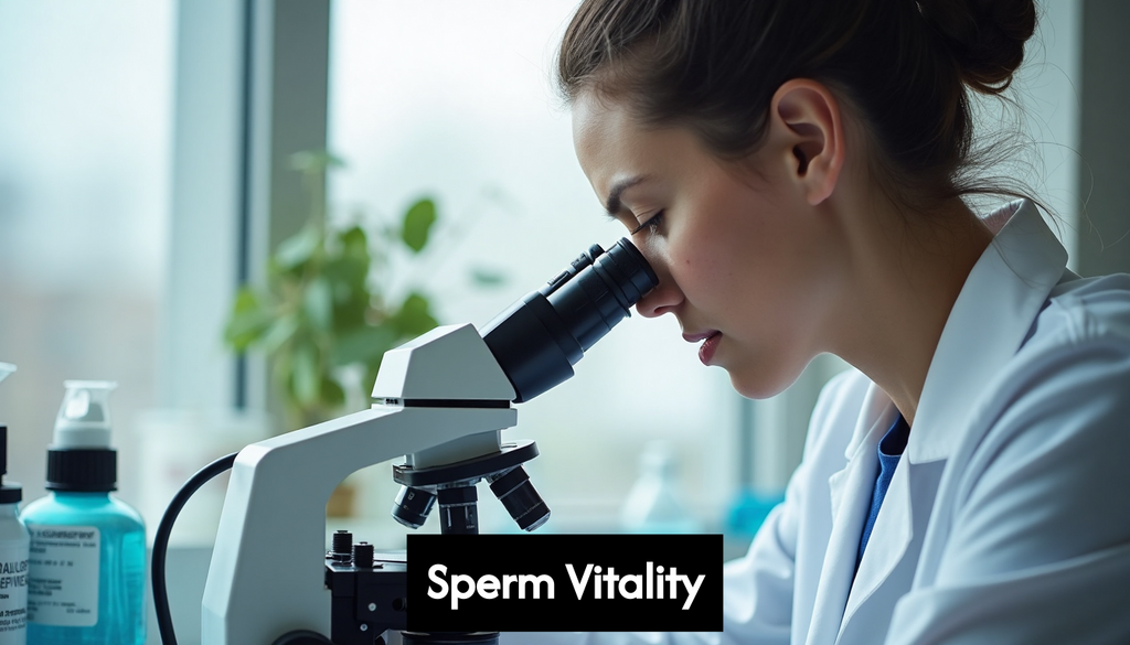 Clinician analyzing a sperm sample in laboratory