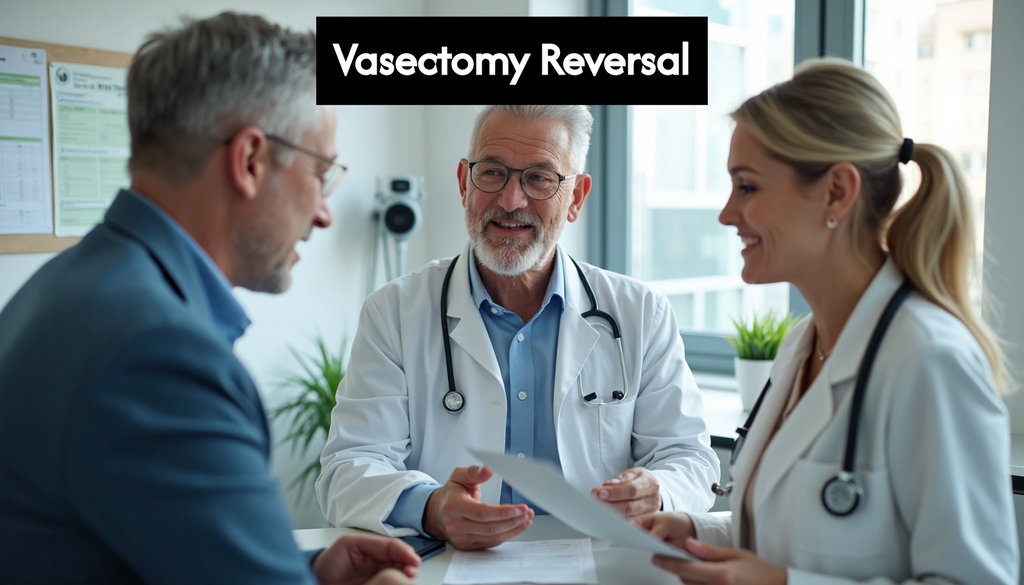 Couple consulting doctor about vasectomy reversal
