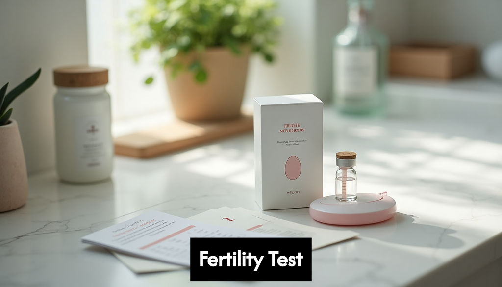 Home fertility test kit on counter