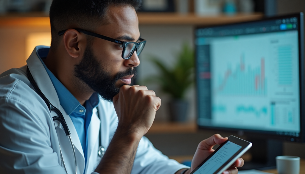 Man reviewing complex medical test results.