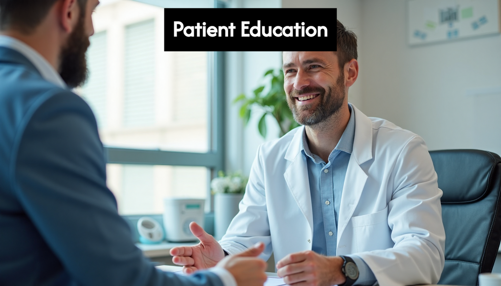 Man consulting urologist in medical office