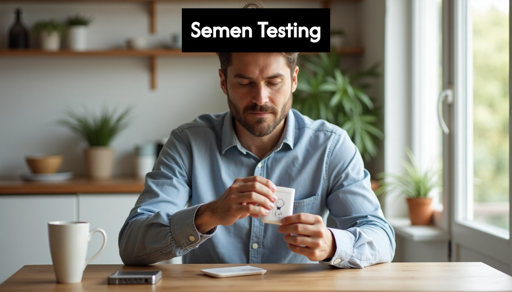 Man opening semen testing kit at home