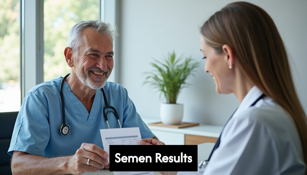 Man receiving semen analysis results in clinic