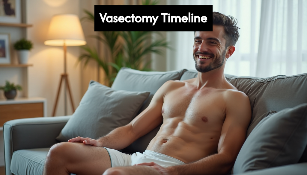 Man relaxing with ice pack after vasectomy