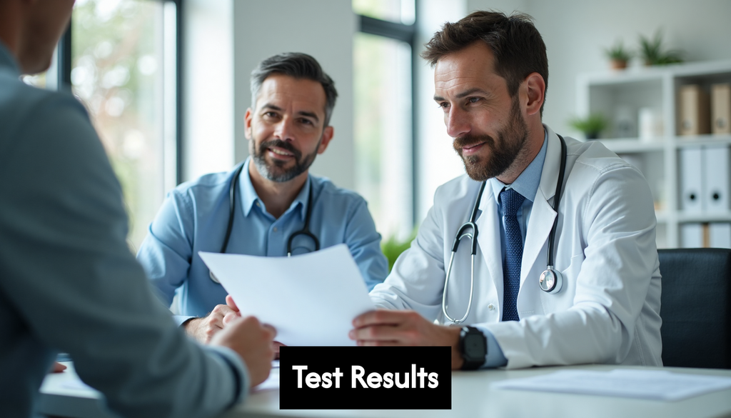 Man reviewing medical results with doctor