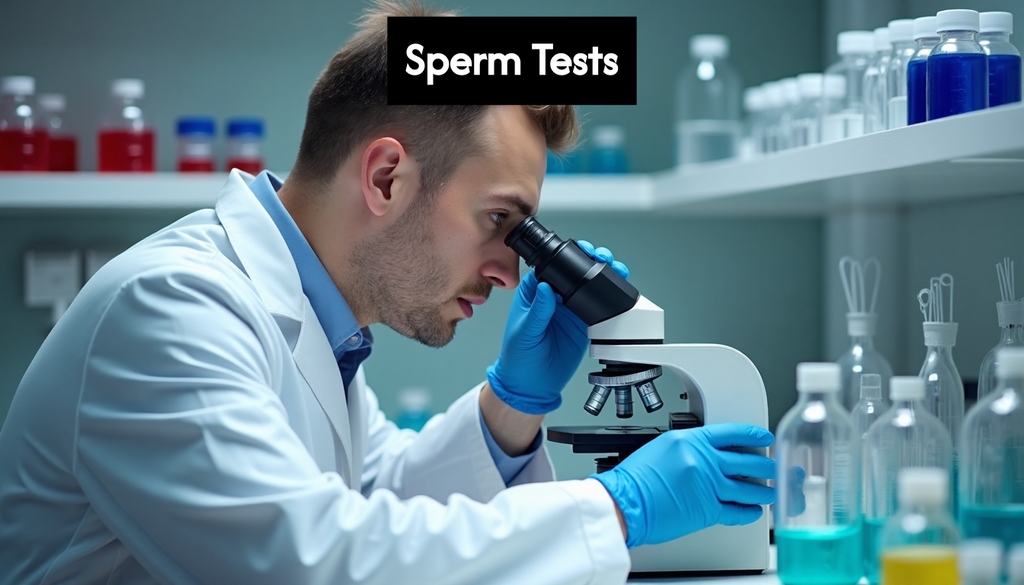 Scientist examining sperm sample in lab